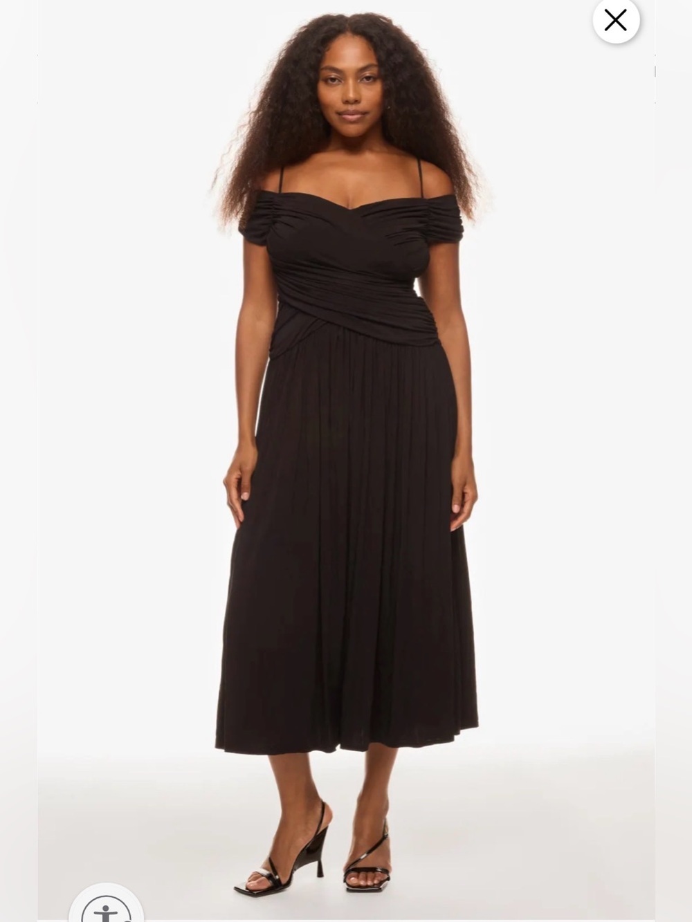 Rosetta Getty Elegant Black Ruched Off-Shoulder Women’s Dress Sz 10.